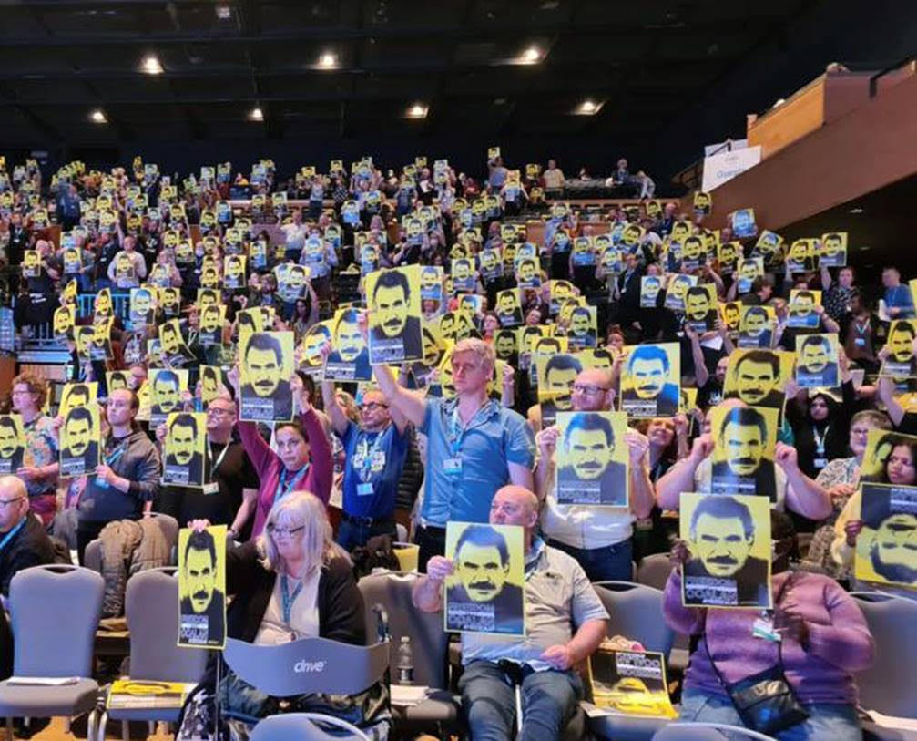 Show of solidarity and call for the release of Abdullah Ocalan at the 2022 NEU conference
